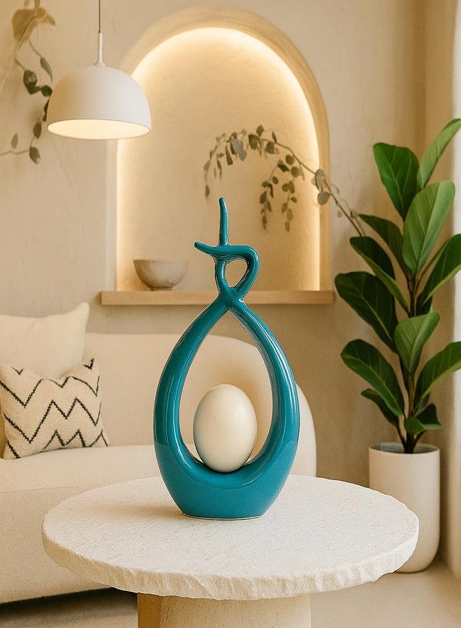 اكستور تمثال حلزوني جميل من السيراميك من إكستوري لتزيين المنزل (عبوة من قطعة واحدة، لون سماوي) - Image 2